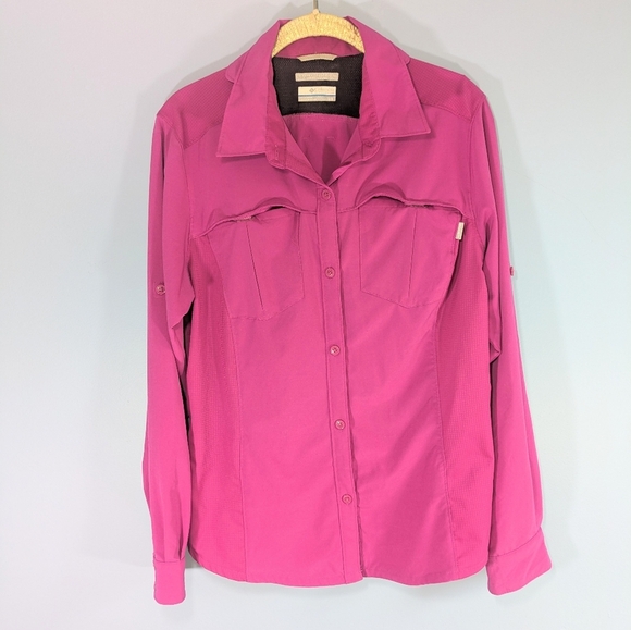 Columbia OmniShade Fucshia Button Down Sun Shirt - Picture 1 of 5